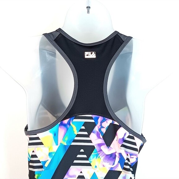 FILA Black Multicolor Women's Medium Racerback Tank Top Activewear Gym Workouts - Picture 6 of 10